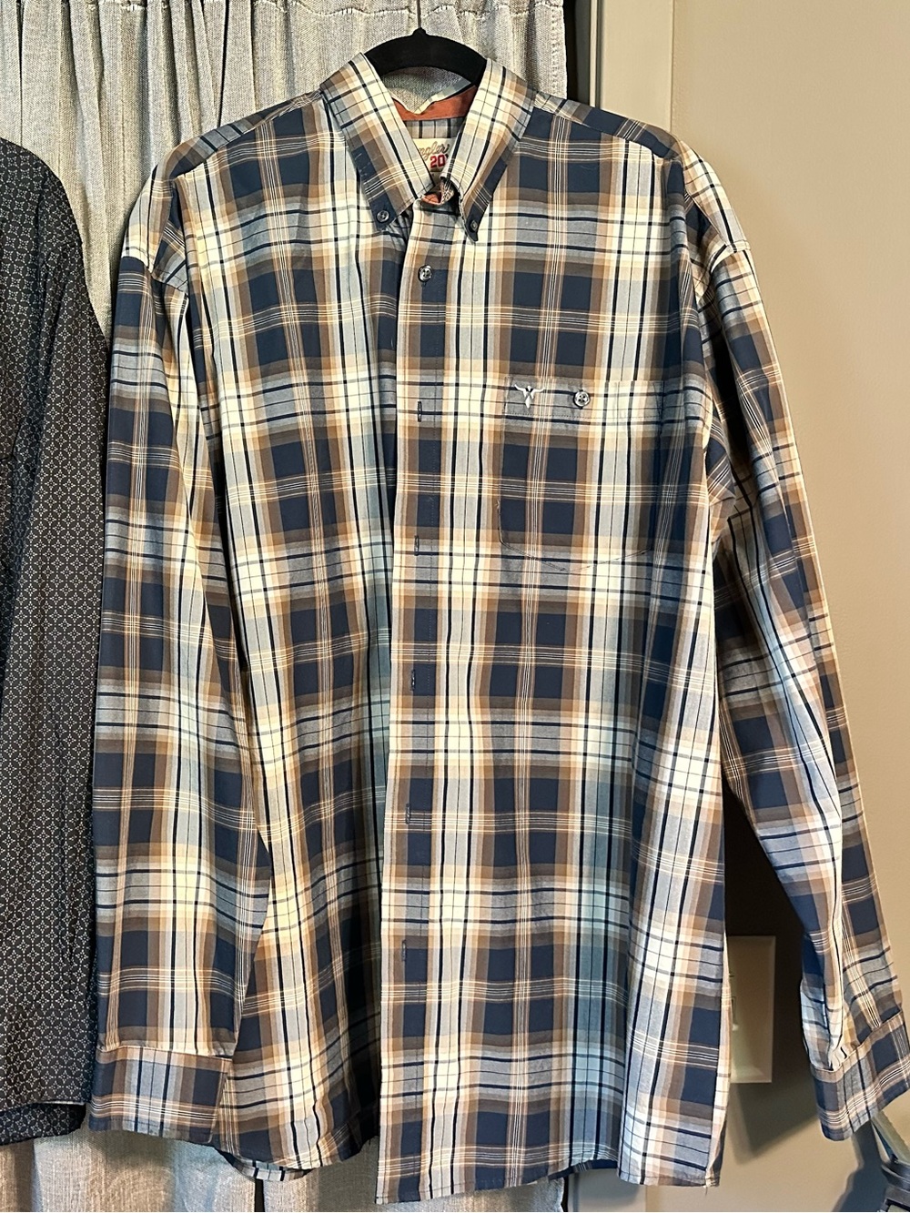 Wrangler Men's Navy Plaid Button-Down Shirt